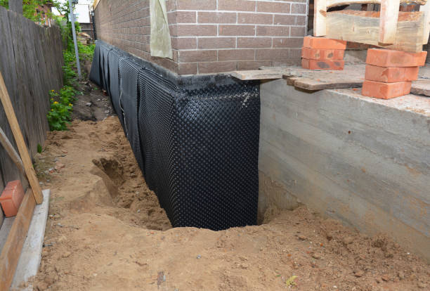 SJ Waterproofing Pros technician performing targeted Wet Basement Repair assessment in Little Falls, MN